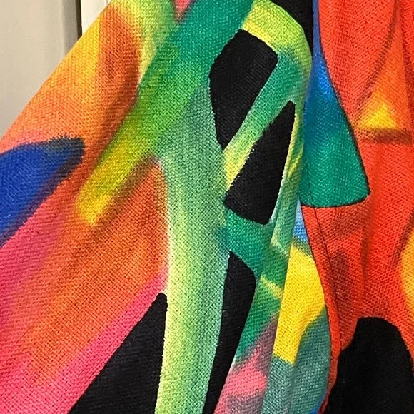 Dilemma Dhun Shroff Womens Silk Kimono One Size Colorful Abstract Art To Wear - Picture 4 of 6